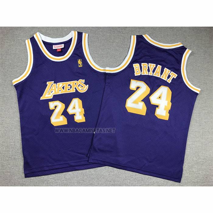 Camiseta Nino Los Angeles Lakers Kobe Bryant NO 24 Mitchell & Ness 2007-08 Violeta